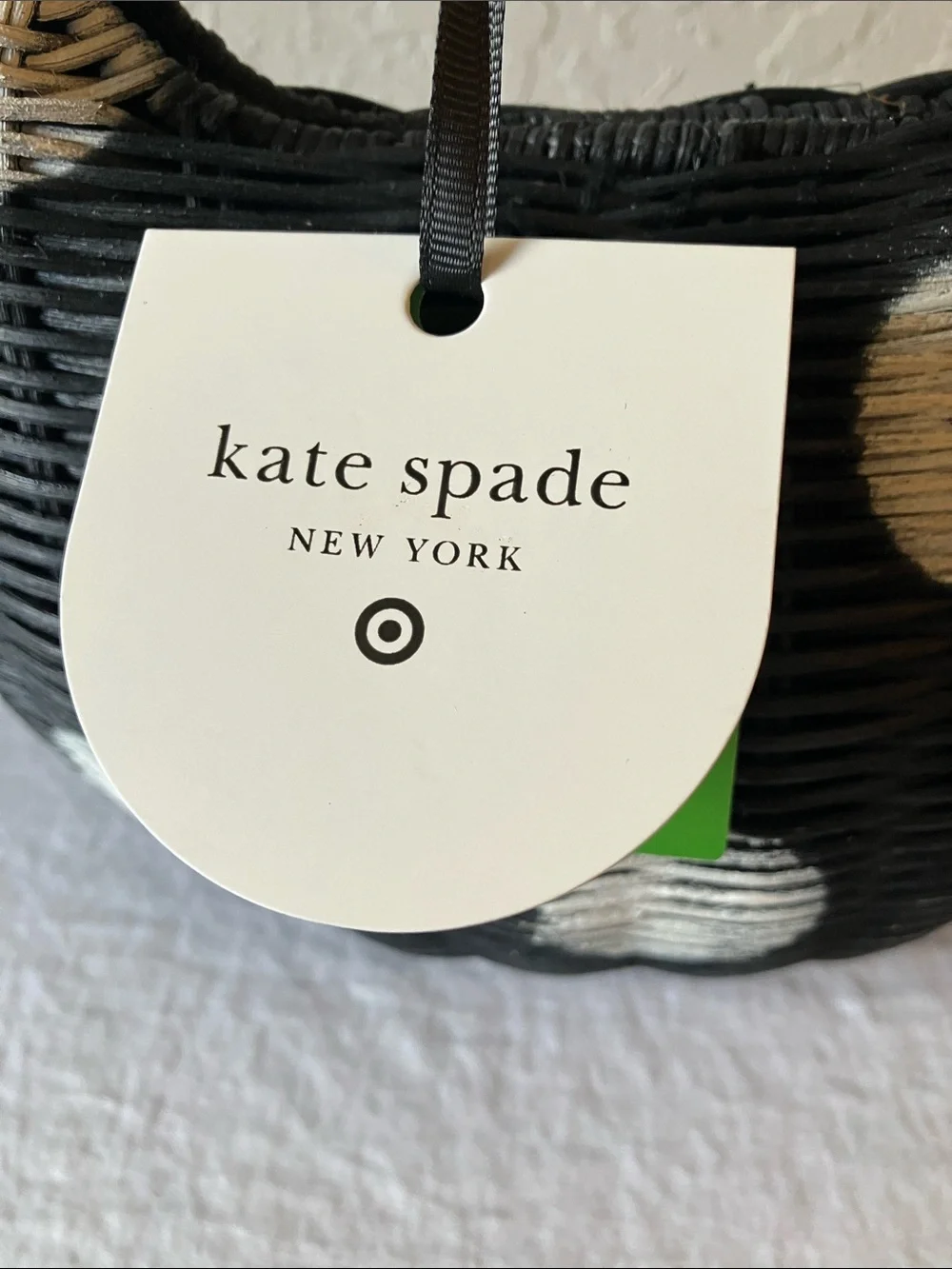 kate spade x Target: Black & White Polka Dot Woven Wicker Tote